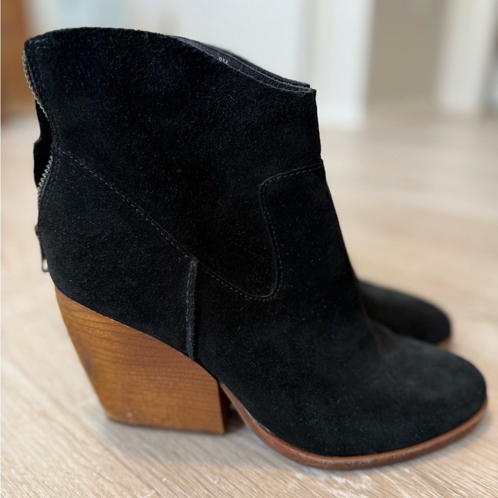 Kork-Ease Black Suede Ankle Booties